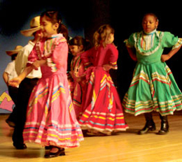 Students at Jefferson Elementary School perform ballet folklorico dances from Mexico.