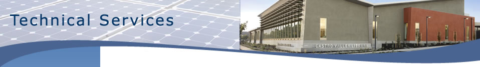 Technical Services - photo showing solar panels and castro valley library.